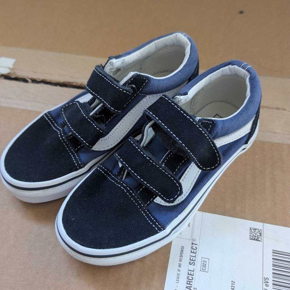 Kids Black and Blue Vans Sneakers